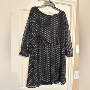 Express Black Dress with White Dot detail
